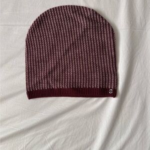 Lululemon Merino Wool Beanie Hat Red White Knit Winter Cap One Size Unisex